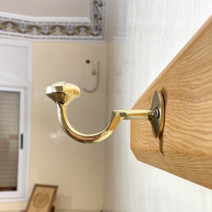 Handmade Unlacquered Brass Wall Hooks: Solid Brass Bathroom Hanger