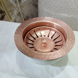 Copper Kitchen Sink Strainer with Drain Cover and Basket, Suitable for Bar Sinks, 3-1/2&quot; Size.