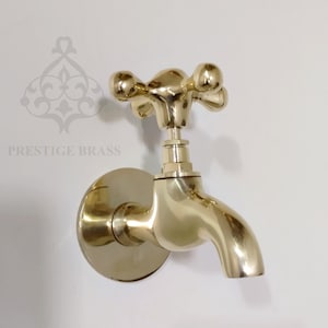 Unlacquered Brass water Spigot, Small Wall water tap, garden water tap, antique vintage faucet, wall mount taps, Traditional faucet bathroom