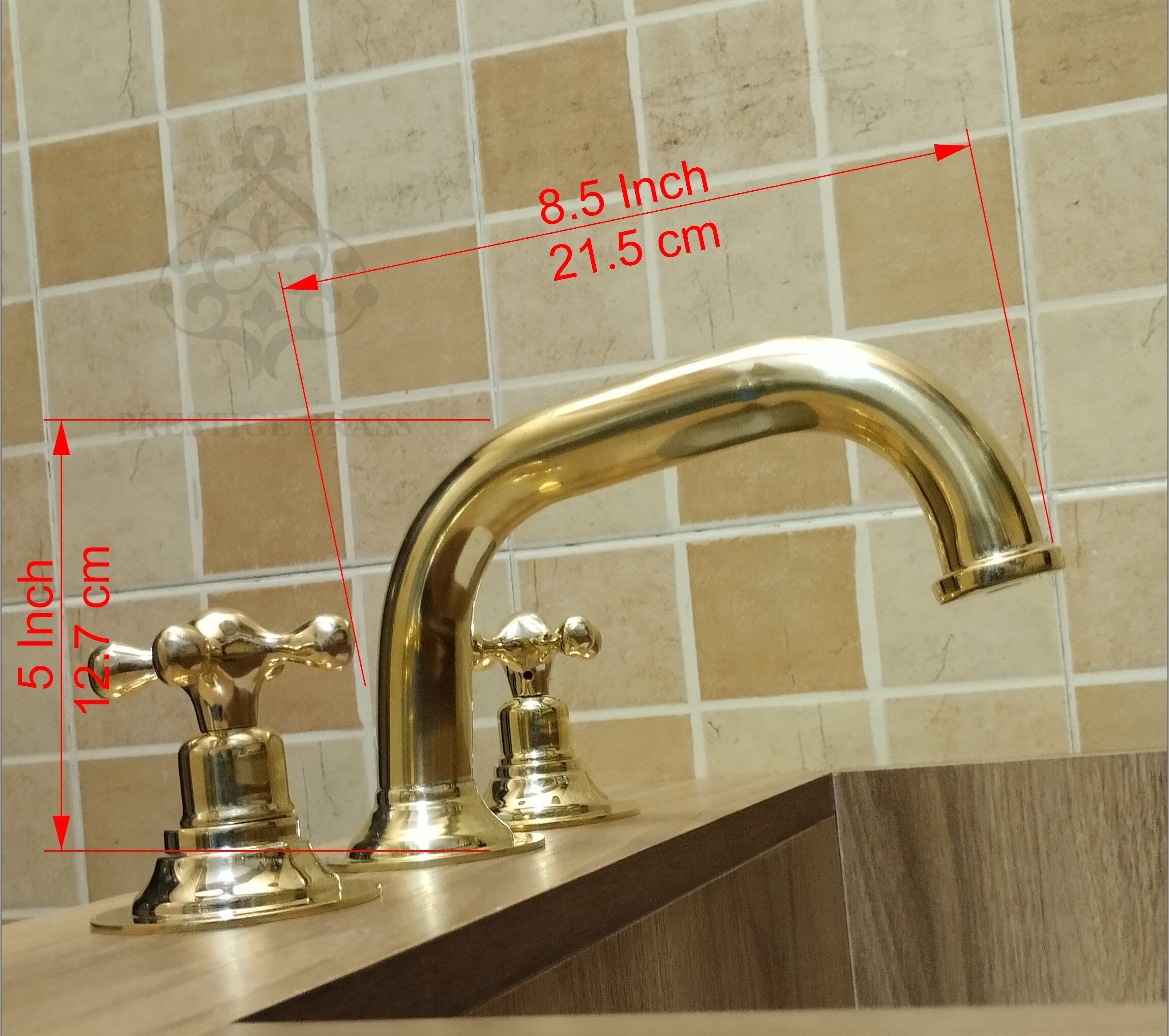 Unlacquered Brass Sink Faucet, 3 Hole Bath Faucet, Unlacquered Brass ...