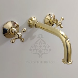 Unlacquered Brass Wall Mounted Faucet Shower, Tub Filler, Bathroom Solid Brass Faucet Wall Mount