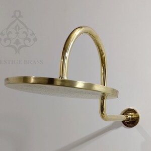 Unlacquered Brass Round Shower Head, With Arcuate Arm Extension, Outdoor and Indoor showerhead