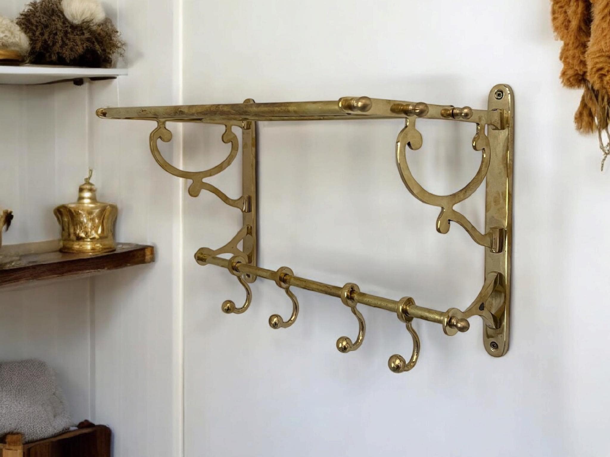 Shelf Antique Robe Hooks Antique Brass Brass Coat Rack Wall