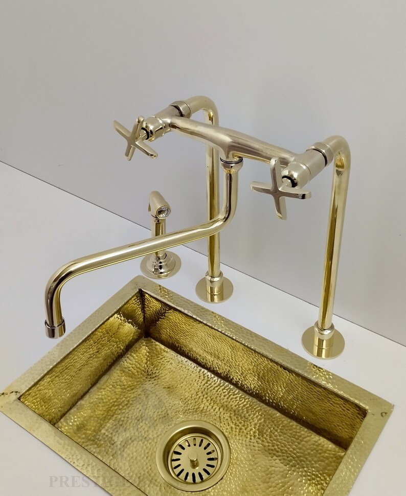 Vintage Kitchen Sink Faucet With Sprayer Antique Unlacquered Etsy