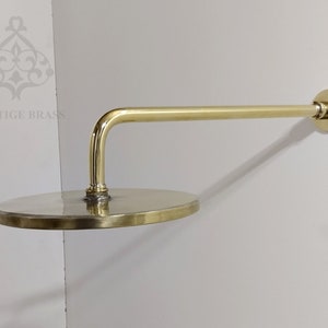 Unlacquered Brass Round Shower Head, With Arm Extension, Outdoor and Indoor showerhead