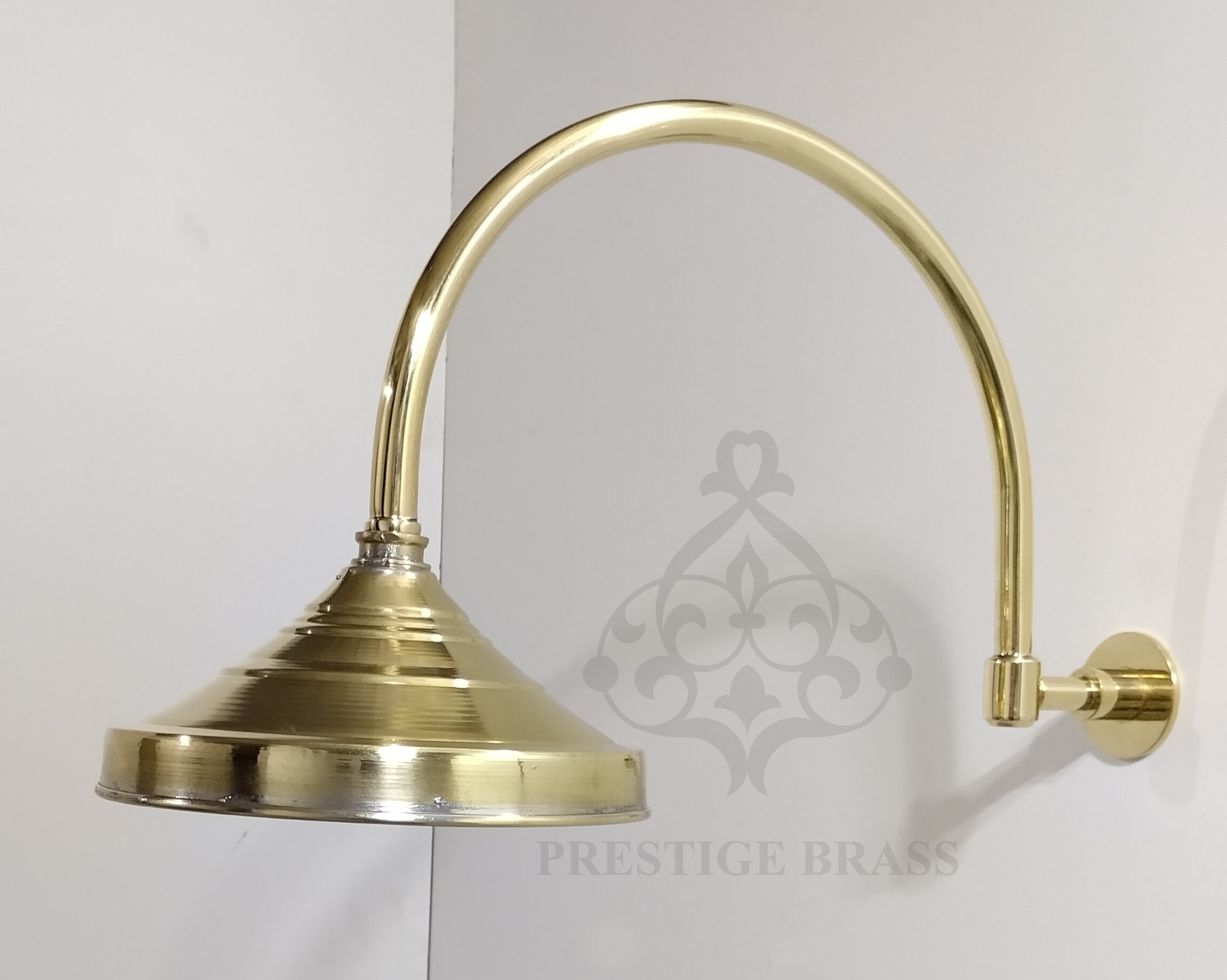 Unlacquered Brass Round Shower Head, With Arcuate Arm Extension, Outdoor  and Indoor Showerhead 