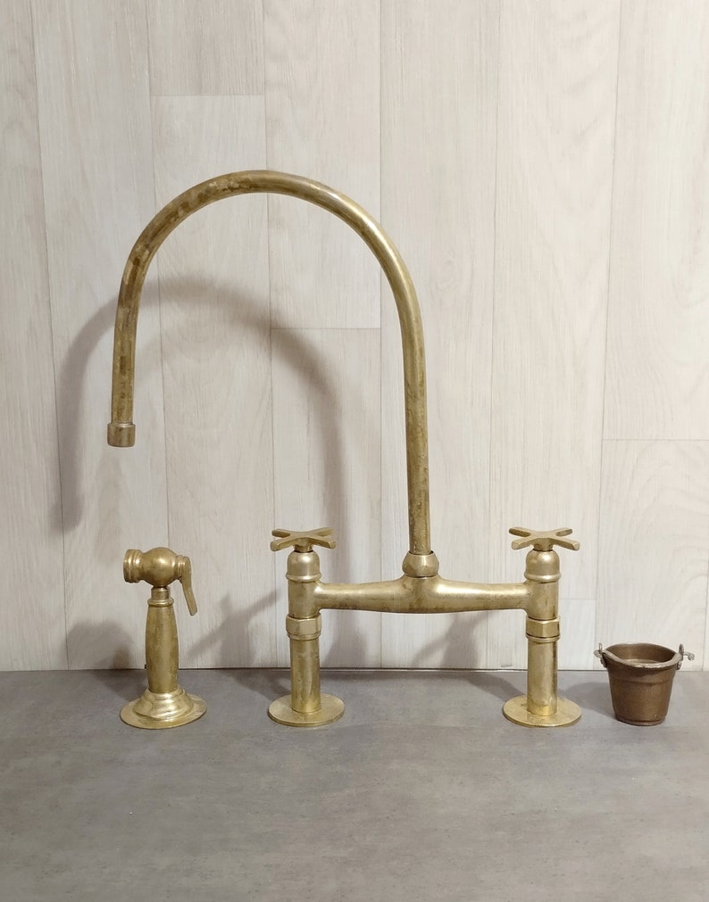 Antique Style Vintage Kitchen Sink Faucet Unlacquered Solid Etsy
