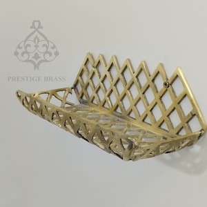Unlacquered Brass Wall Shelf for Shower and Bathroom, Handmade Brass Shelves