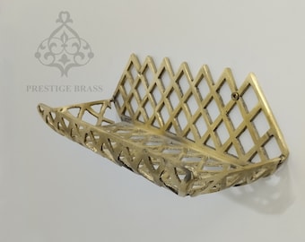 Unlacquered Brass Wall Shelf for Shower and Bathroom, Handmade Brass Shelves