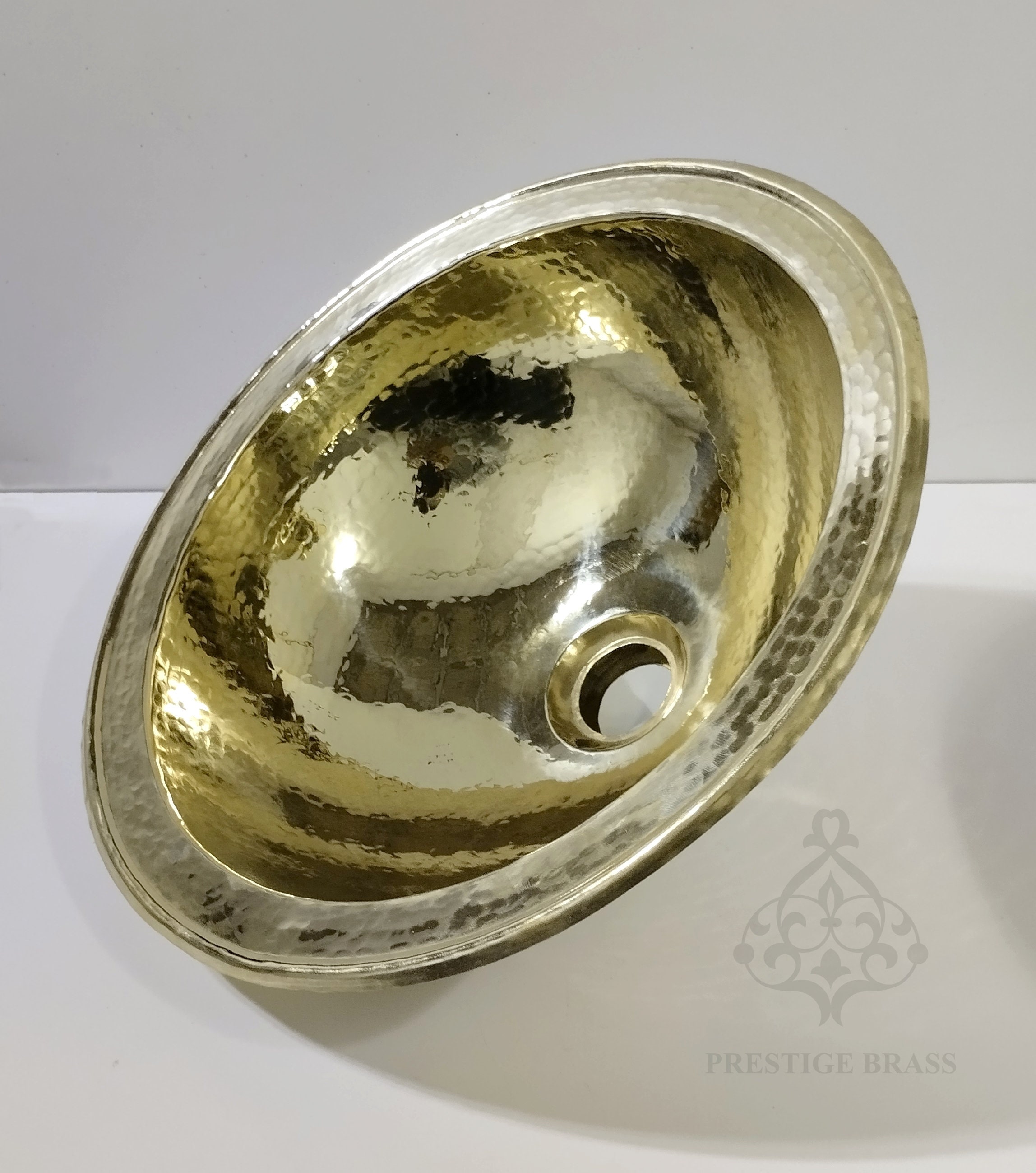 Handcrafted Hammered Brass Sink: Round Unlacquered Vanity Sink