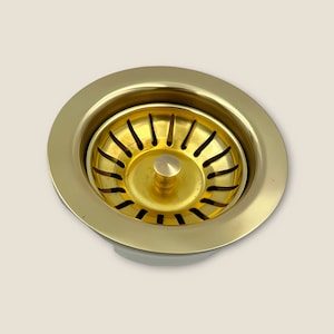 Unlacquered Brass Kitchen Sink Strainer: 3 1/2&quot; Drain Cover & Basket