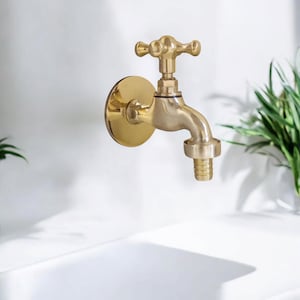 Small brass water tap vintage, garden water tap, Unlacquered Brass water Spigot, antique vintage faucet, bronze spigot, Morrocan Style,