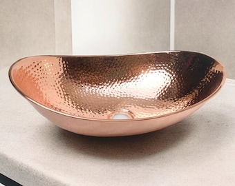 Handcrafted Unlacquered Copper Vessel Sink: Hammered or Smooth
