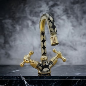 Unlacquered Brass Bathroom Faucet: Resin & Bone Accents