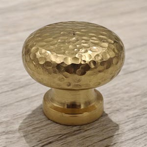 Handmade Hammered Brass Knobs: Unlacquered Cabinet Hardware