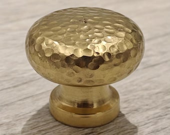 Handmade Hammered Brass Knobs: Unlacquered Cabinet Hardware