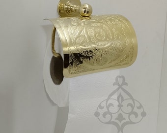 Handcrafted Unlacquered Brass Toilet Paper Holder