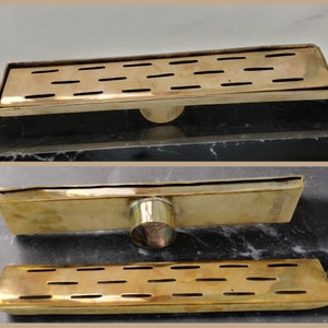 Handcrafted Linear Brass Shower Drain, Unlacquered Brass Handmade Linear Shower Drain