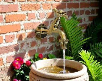 Wandbrunnen Wasserhahn aus massivem Messing: Gartenauslauf im Freien