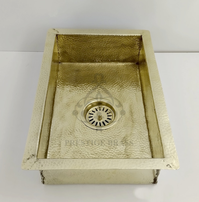 Unlacquered Solid Brass Kitchen Sink Hammered Brass Sink Etsy