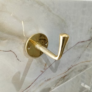 Unlacquered Brass Hook For Wall, Handracfted Brass Bathroom Hook, Coat Hook unlacquered Wall Mounted