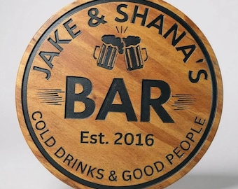 Personalized Carved Wood Bar Sign: Custom Man Cave Decor