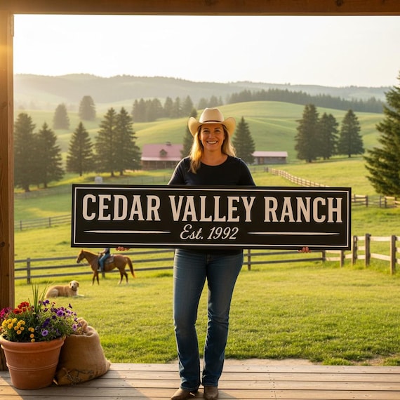 Custom Ranch Sign: Personalized Aluminum Farm, Lodge, Homestead Decor
