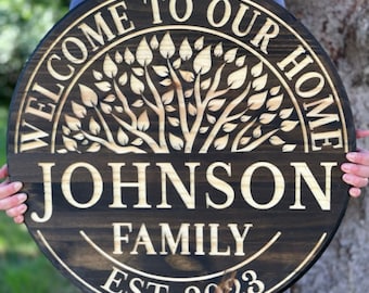 Custom Wood Sign | Family Tree Sign | Family Name Sign | Welcome Sign | Last Name Sign | Personalized Wedding Gift | Anniversary Gift