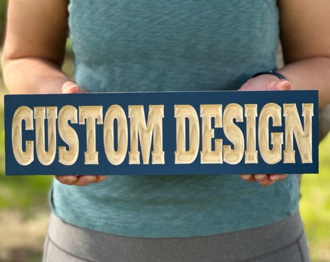 Personalized CNC-Carved Wood Sign, Custom Text and Color