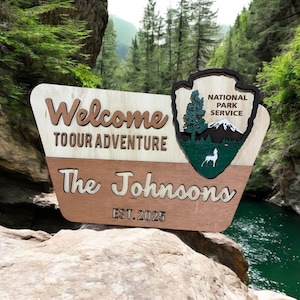 Personalized National Park Sign: Rustic Handmade Wood Anniversary Decor