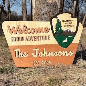 Custom National Park Sign, Camp Wedding Decor, Hiker Gift, Anniversary Sign, Nature Lover Gift, RV Camping Sign, Outdoor Wedding