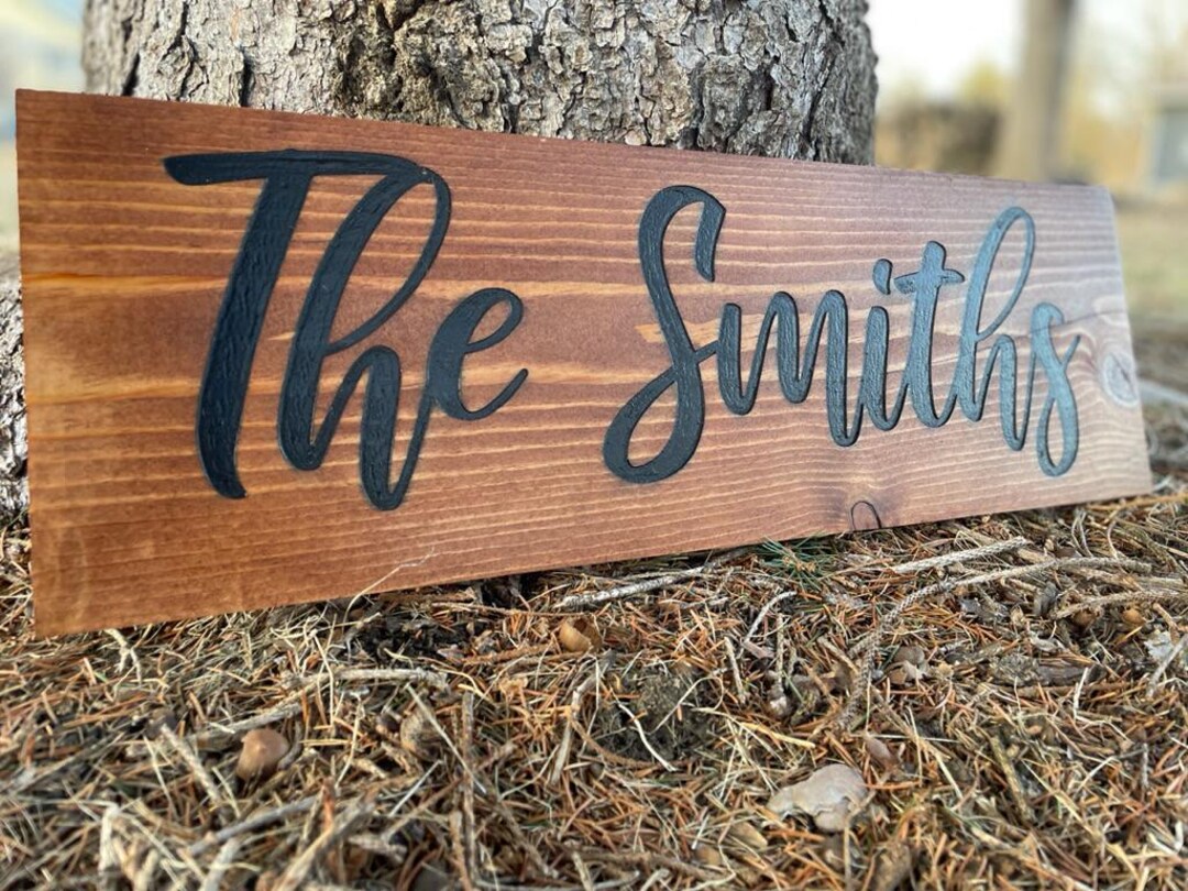 Personalized Wooden Name Sign - Custom Carved Family Sign, Business ...