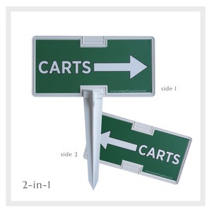 Golf Sign | Cart Sign with Arrow | 2 Sided Sign, Side 1 points right, Side 2 points left | Made in USA - Green
