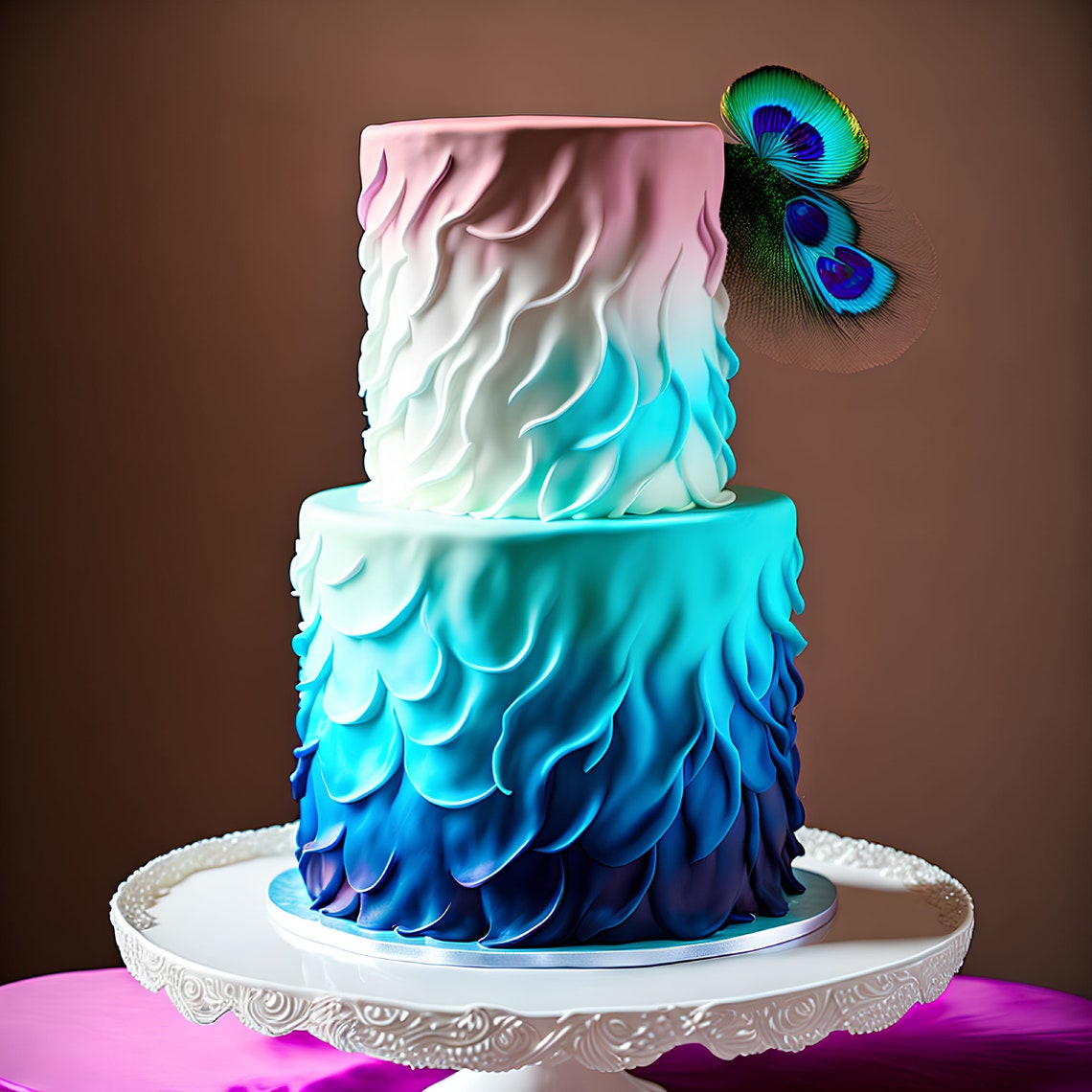 Bakery Decor For Kitchen Peacock Wedding Cake Digital Download image 1