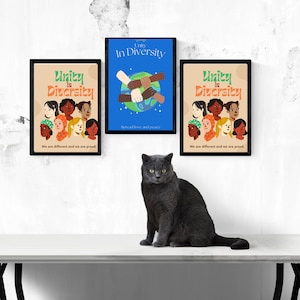 Inclusive Classroom Art, set of 4, Diversity Poster, Human Equality Art, kids Wall Art, Diversity Classroom Art