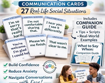 Autism Social Skills Flashcards: Communication Tools & What to Say (PDF)