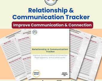 Relationship Communication Tracker | Printable Couples Journal Worksheets | Reflection & Conflict Resolution PDF