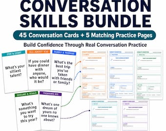 Konversationsfähigkeiten-Paket | Druckbare Gesprächskarten & Übungsmaterial | PDF-Aktivitäten zu sozialen Kompetenzen für Jugendliche und Erwachsene