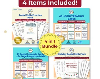 Holiday Social Skills Bundle: Conversation Starters, Scenarios (PDF)