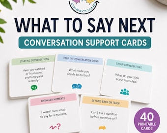 Was ich als nächstes Gespräch sagen soll Karten | Real-Life Conversation Support Printable