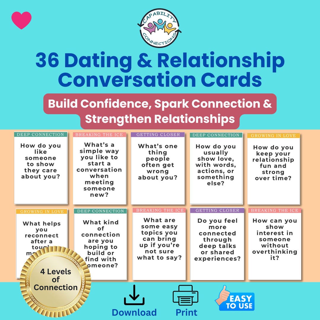 Dating & Relationship Conversation Cards (printable PDF) - Etsy