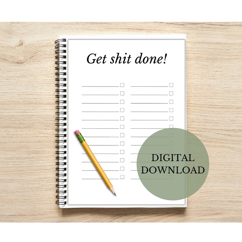 Get Shit Done Checklist, Printable to Do List, to Do Checklist, Task ...