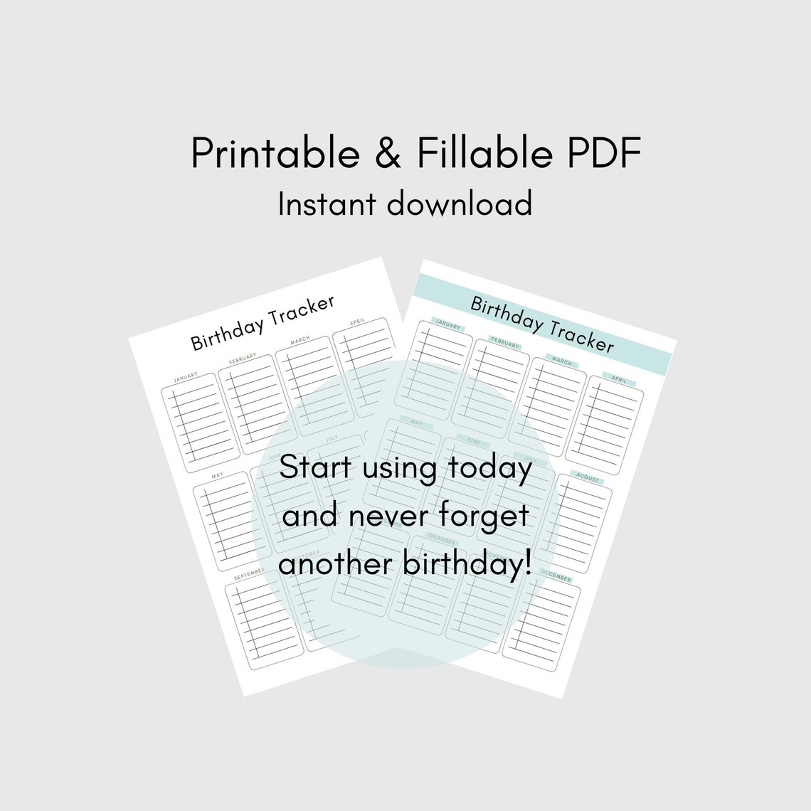 Birthday Tracker, Birthday Log, Birthday Planner, Printable Birthday