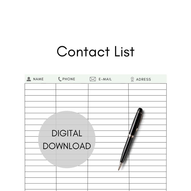 Contact List, Printable Contact List, Address Book, Address List ...