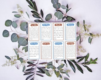 Printable Children's Catholic Prayer Cards - set of 8