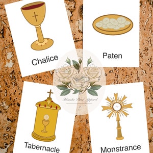 Cartoline di messa cattolica stampabili per bambini Apprendimento visivo - set di 8