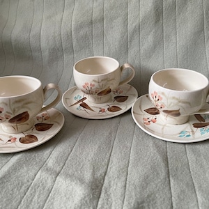 Vintage Red Wing Cups and Saucers Random Harvest Set of 3