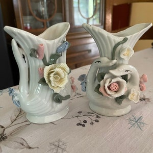 Pair of Swan Vases Vintage