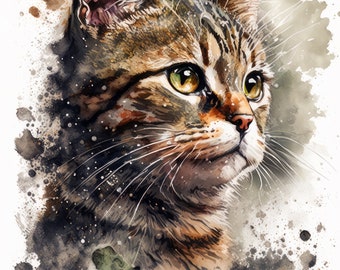 Tabby Cat "Purrfectly Captured" Instant Download for Cat lovers, Available for Canvas, Poster or Frame Pictures