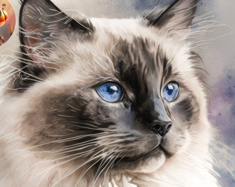 Ragdoll Cat "Ragdoll Love" Instant Download for Cat lovers, Available on Canvas, Poster or Frame Pictures